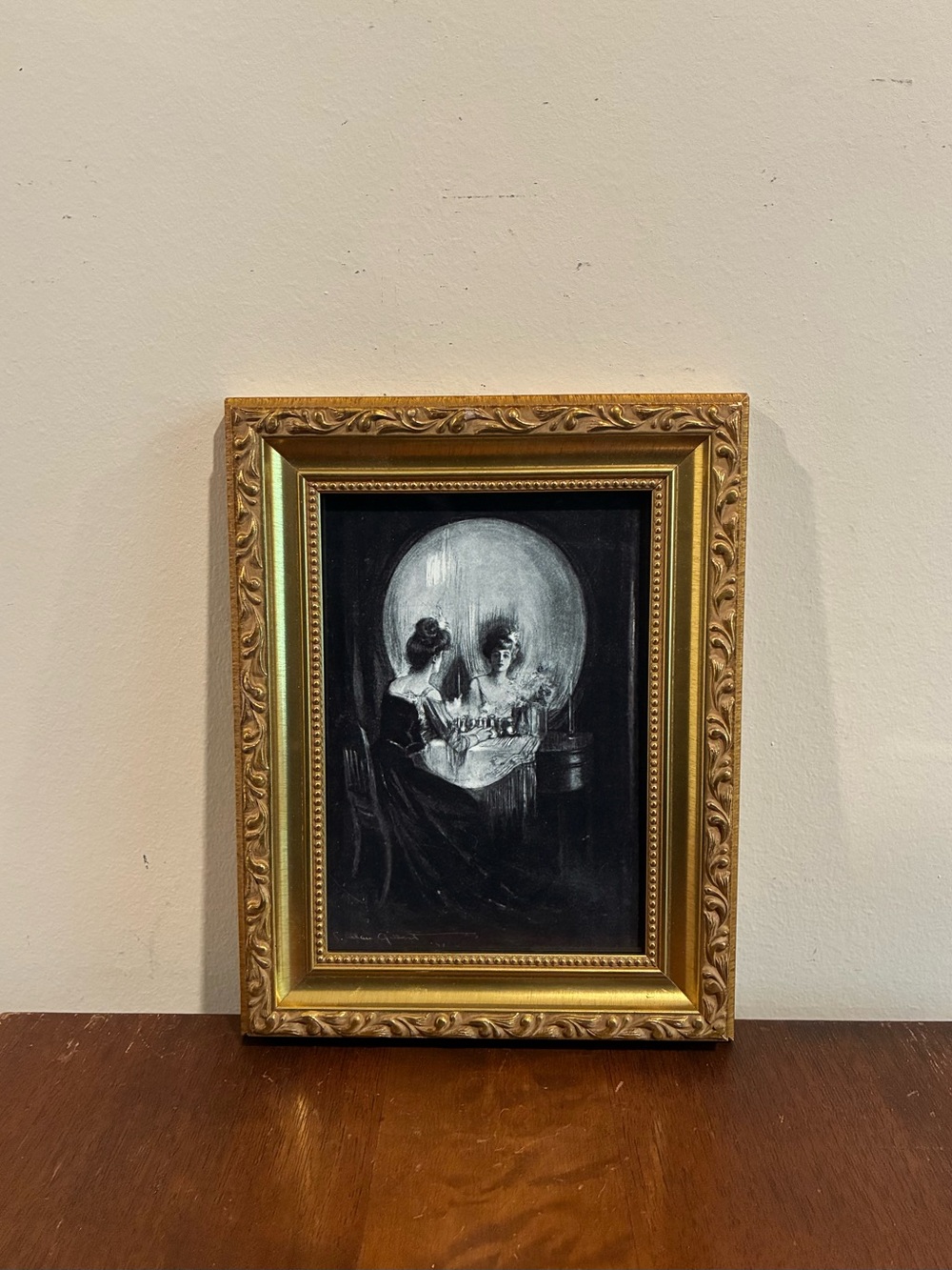 All Is Vanity Ornate Gold Framed Print Charles Allan Gilbert 7x9 Skull Wall Art